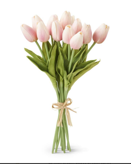 13" Dozen Real Touch Tulips - Pink