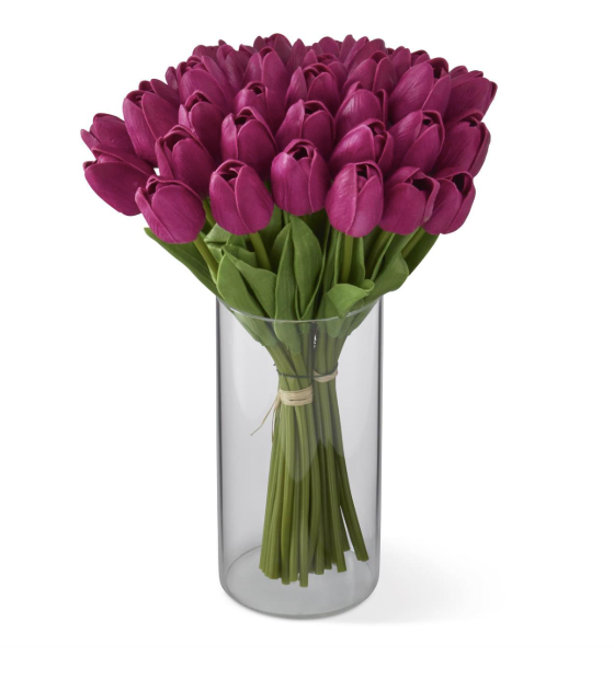 13" Dozen Real Touch Tulips - Fuschia