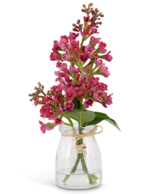 9.25" Lilacs in Bud Vase/Faux Water