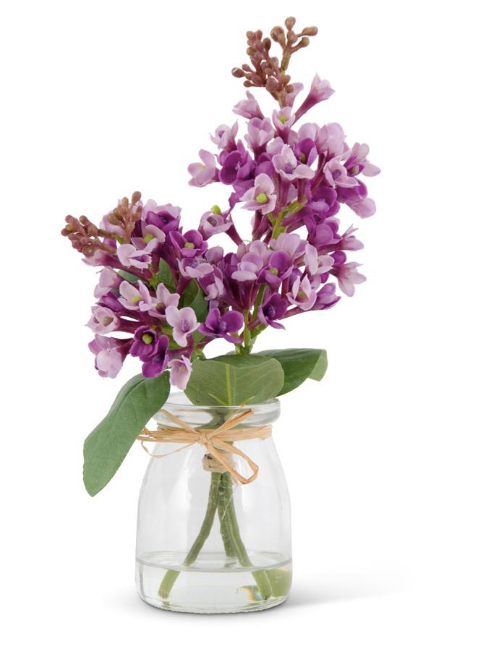 9.25" Lilacs in Bud Vase/Faux Water