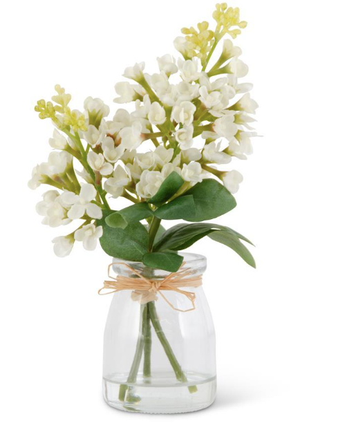 9.25" Lilacs in Bud Vase/Faux Water