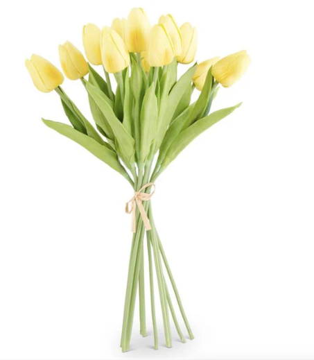 13" Dozen Real Touch Tulips - Butter Yellow