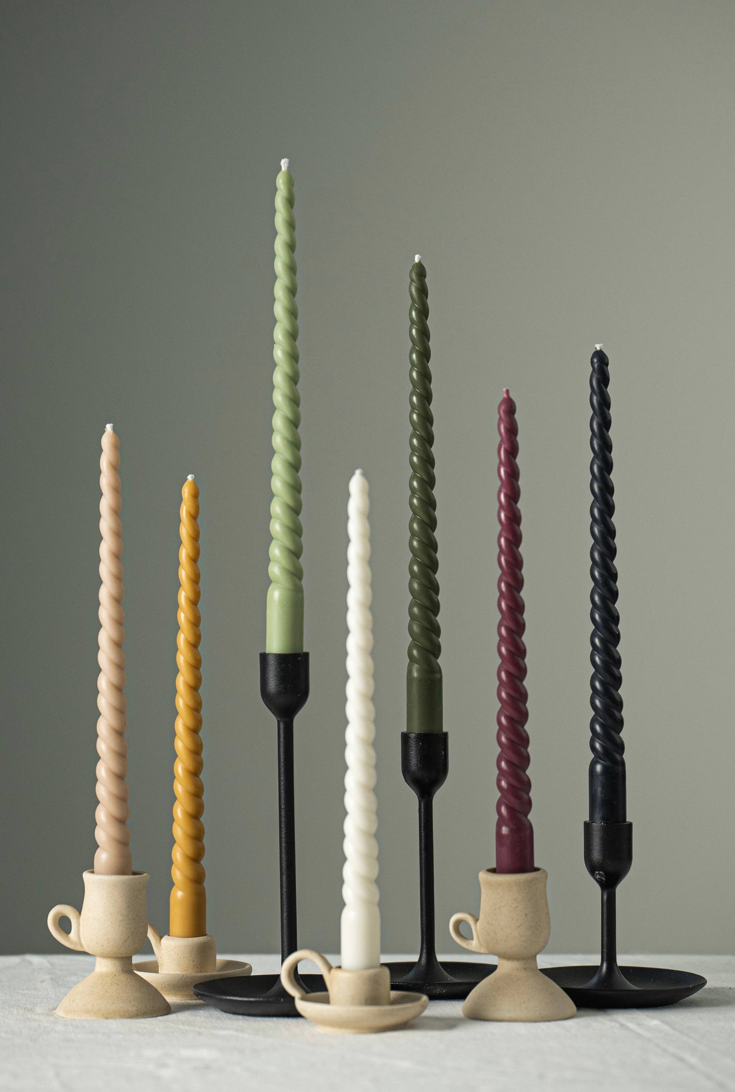 Twisted taper candle Pr | Beeswax & Soy Wax: Coral