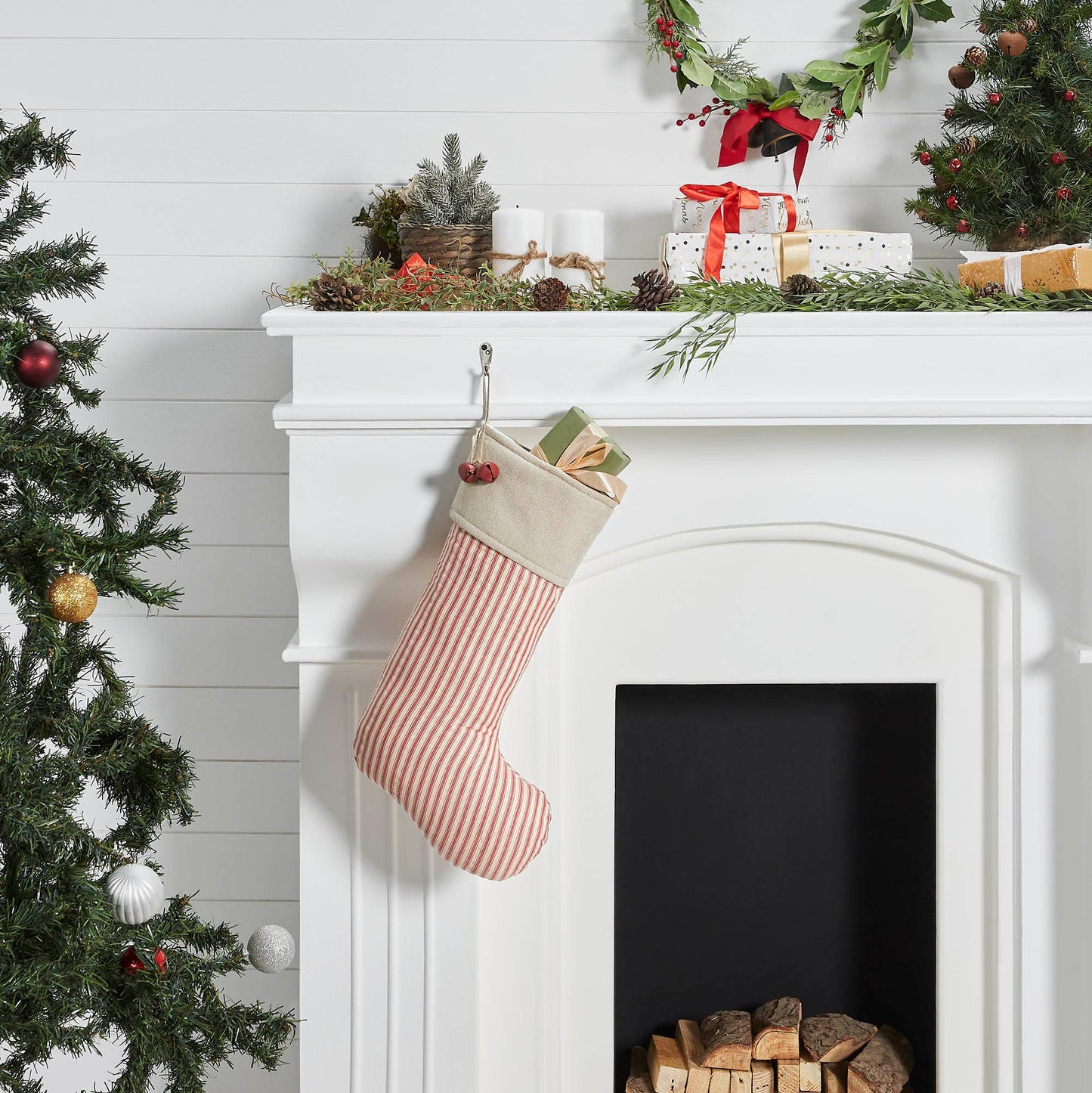 Red Ticking Stripe Stocking