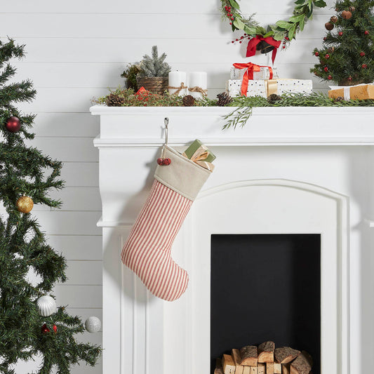 Red Ticking Stripe Stocking