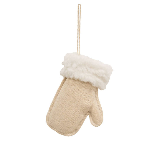 Nautral Christmas Mitten Fabric Ornament