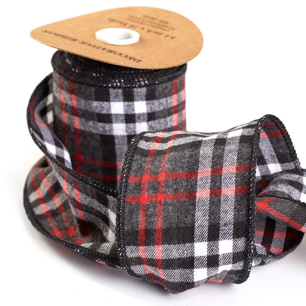 Plaid Flannel Wire Ribbon Spool - Select Color
