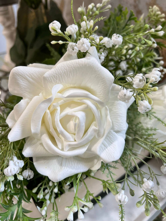 29" Real Touch Rose, Large Bloom: White