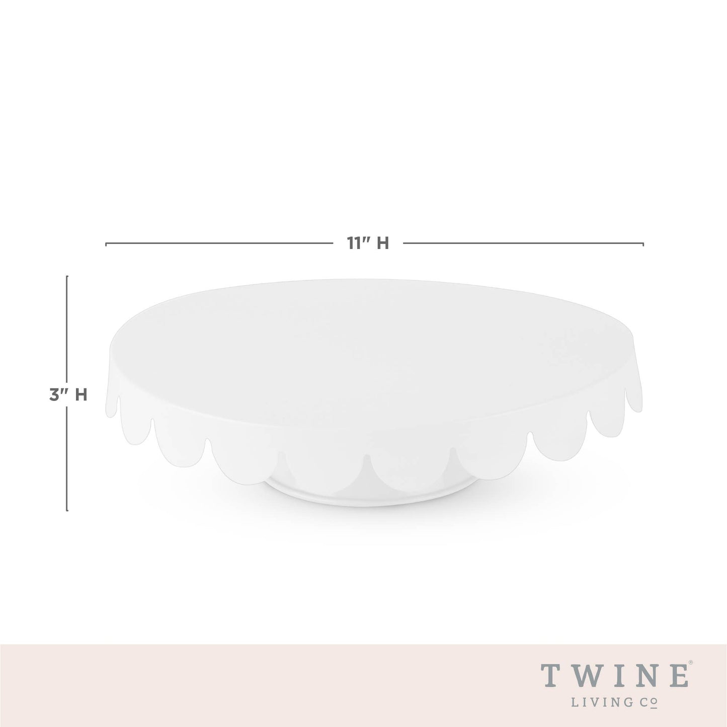 11" Cake Stand w/ Scalloped Edges - White