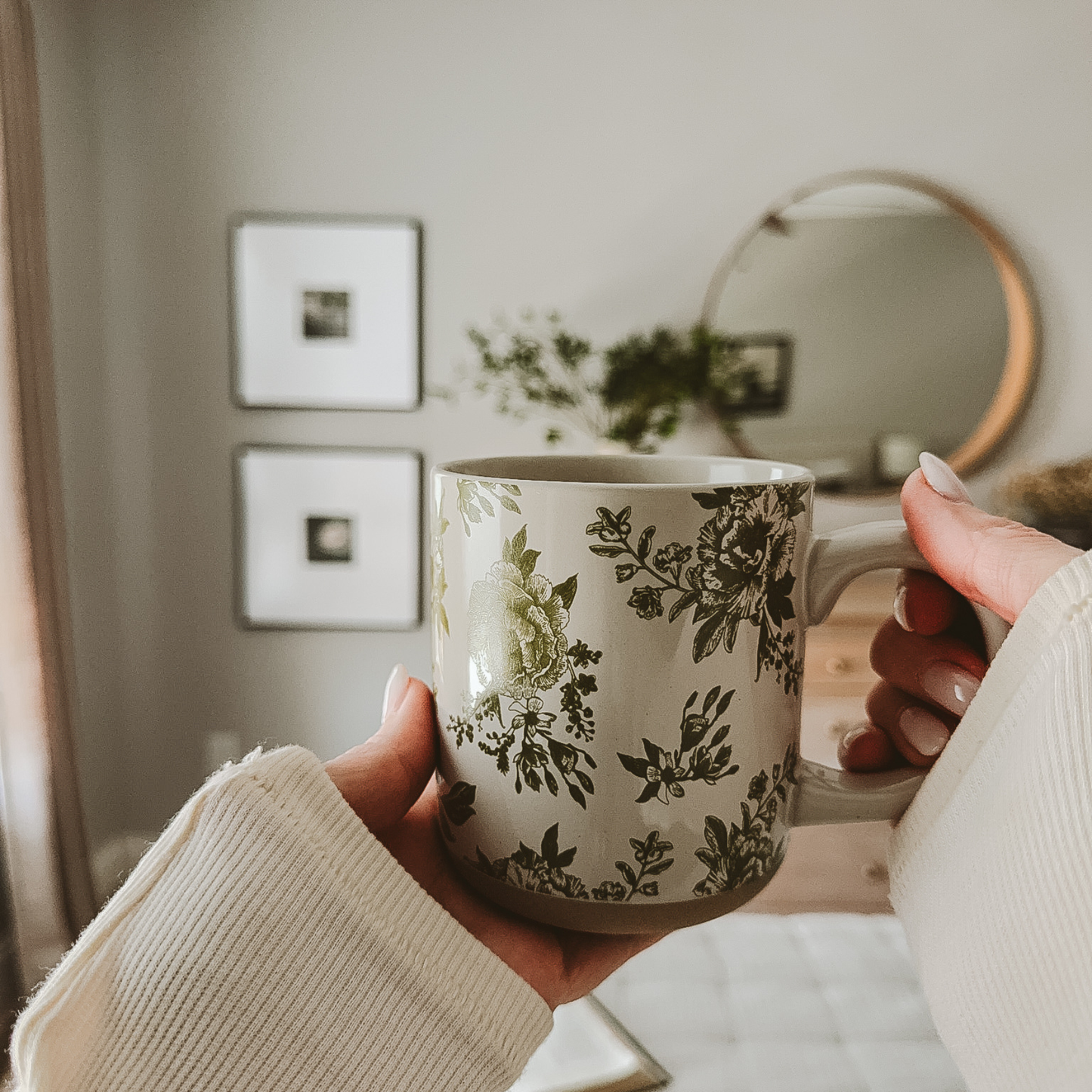 Green Delft Stoneware Coffee Mug