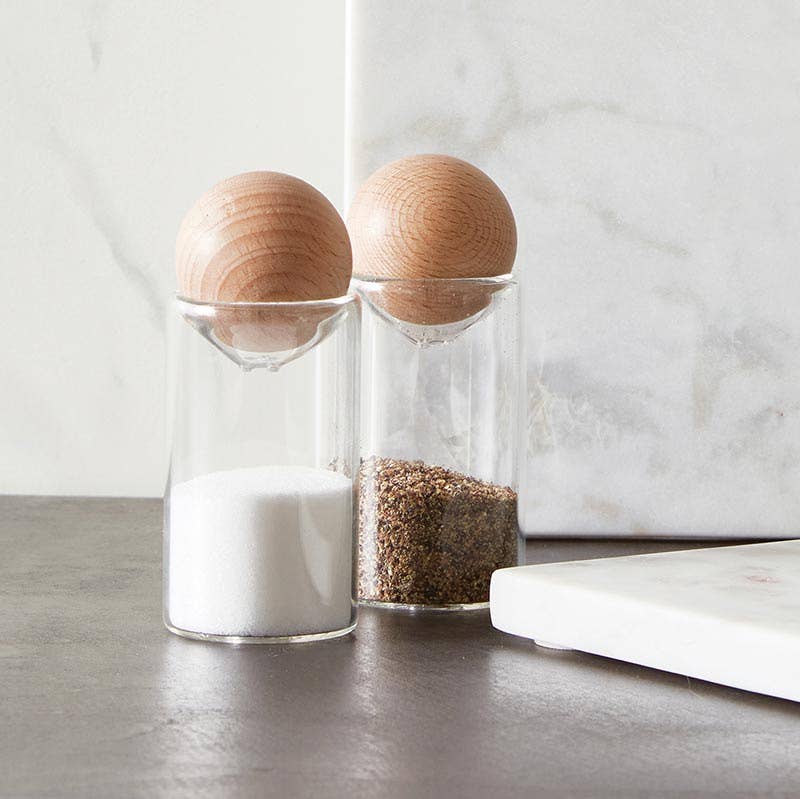 Glass Salt & Pepper Set/2