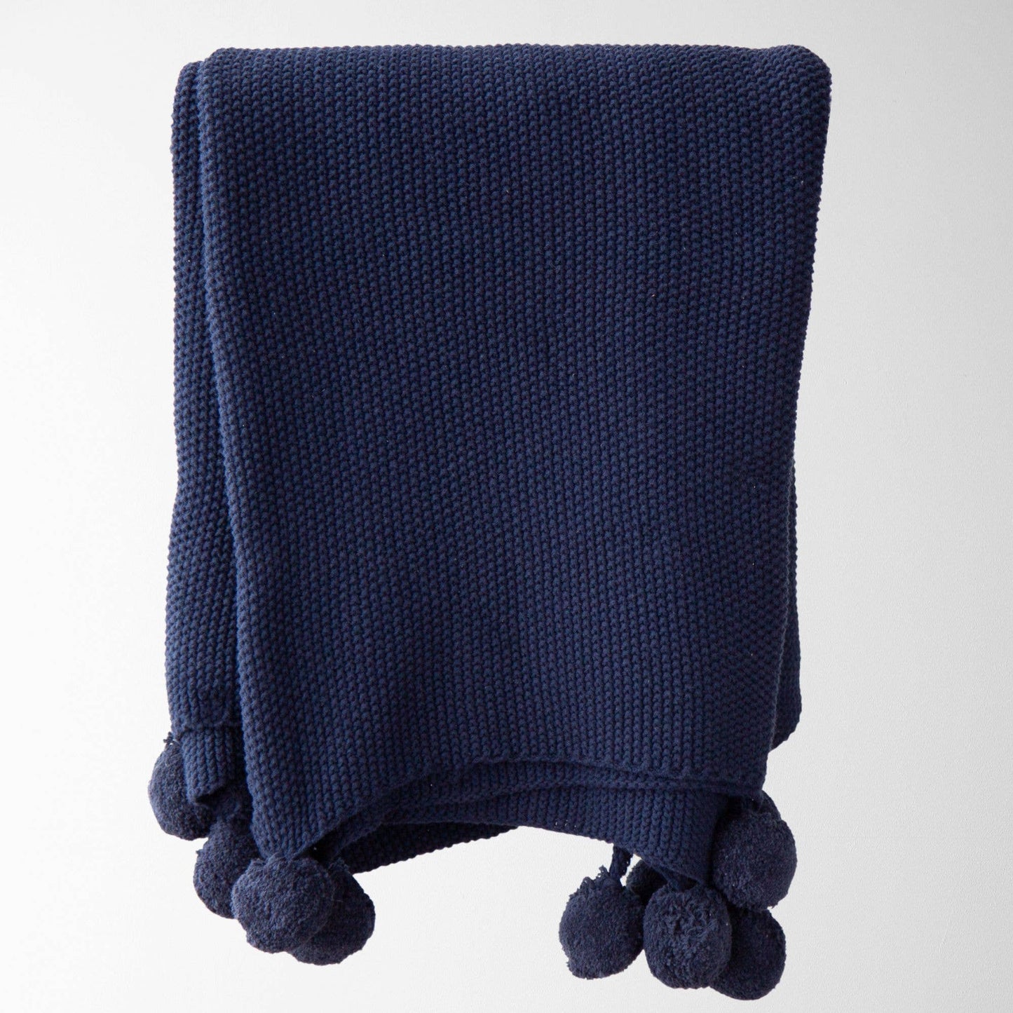 Aria Cotton Seedstitch Throw with Pompoms: Mushroom