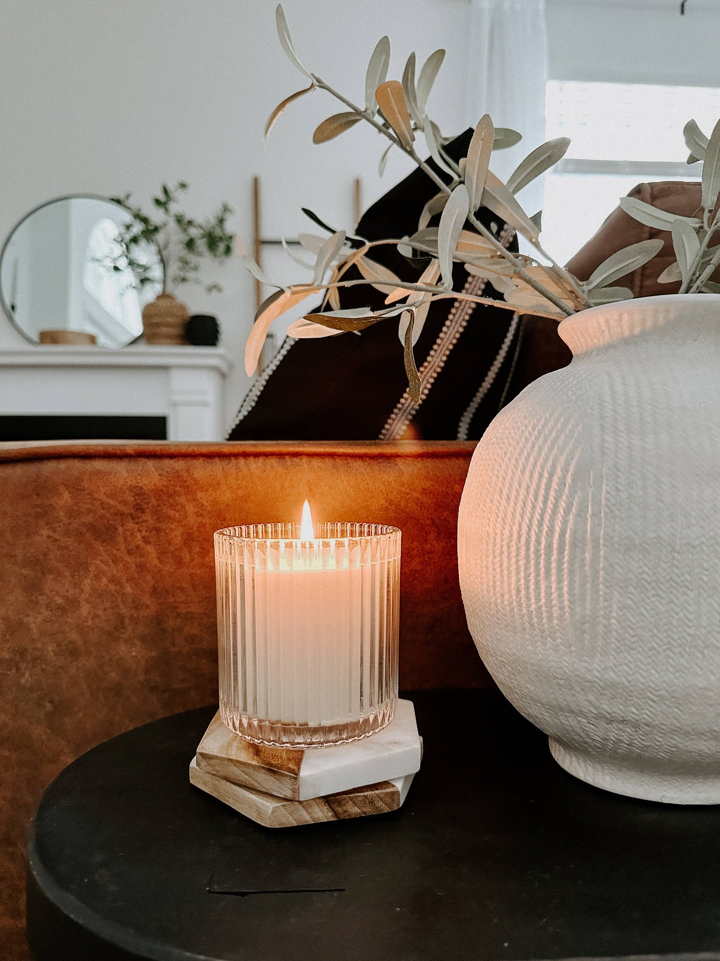 Spa Day 12 oz Soy Candle, Fluted Ribbed Jar - Decor & Gifts