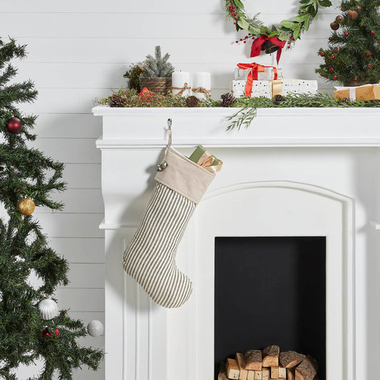 Charcoal Ticking Stripe Stocking