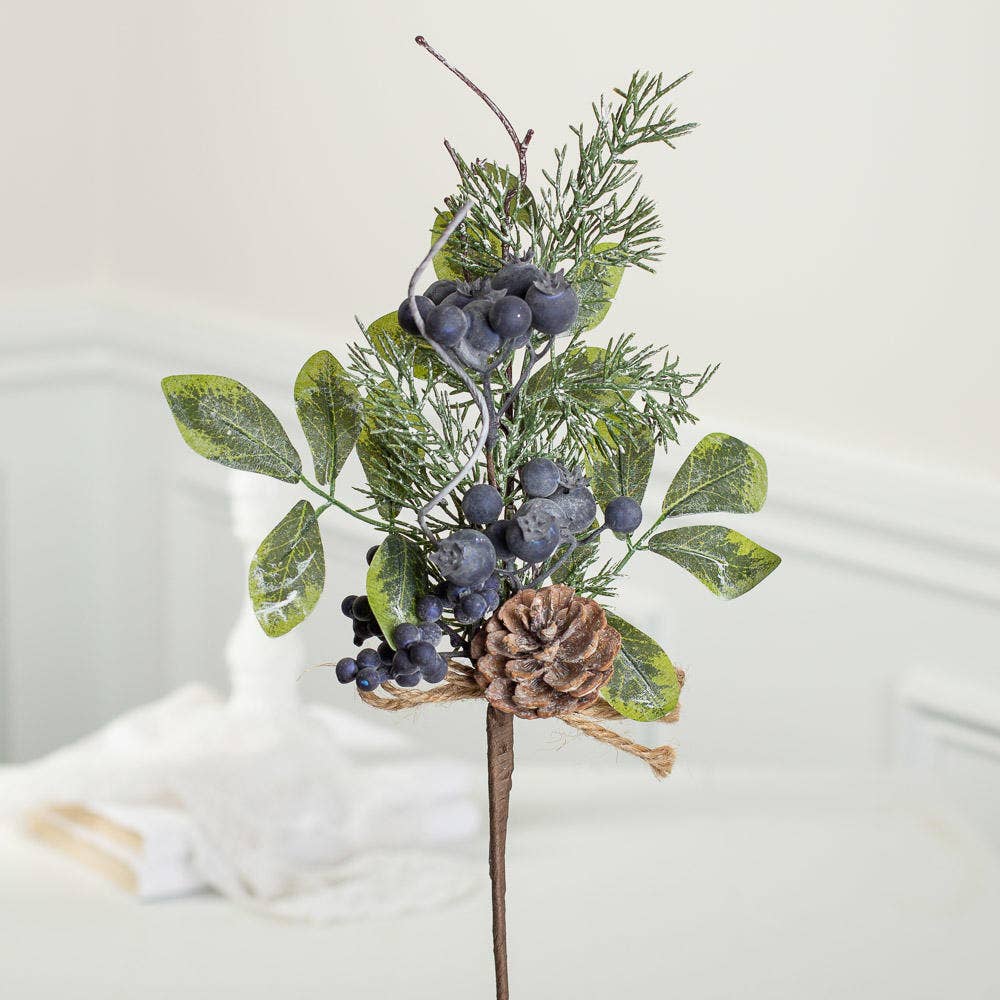 14"  Blueberry & Pinecone Spray
