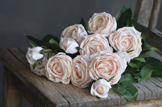 28.75" Real Touch Cabbage Rose- Pale Blush