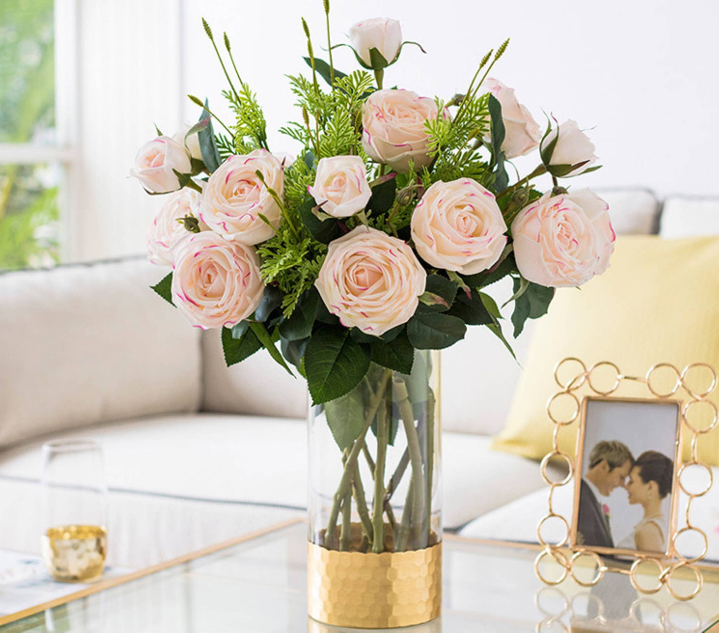 Real Touch Cabbage Rose: Living Coral