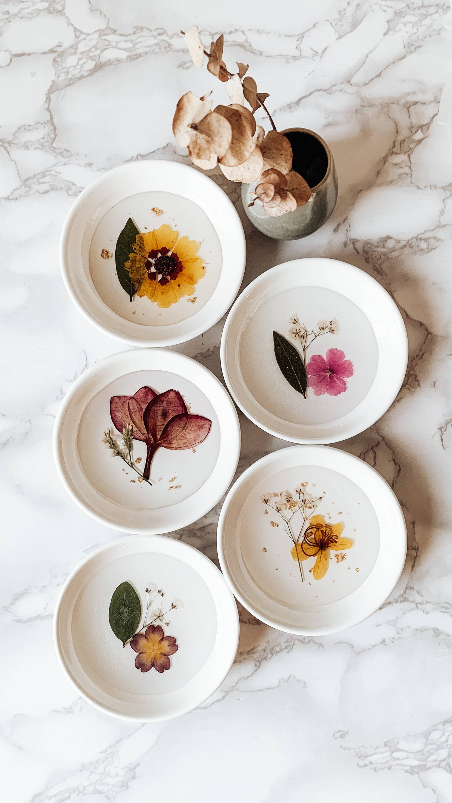 Botanical Ceramic Ring Dish/ Floral Shimmer