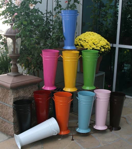 14" French Bucket with Flared Base: Aqua
