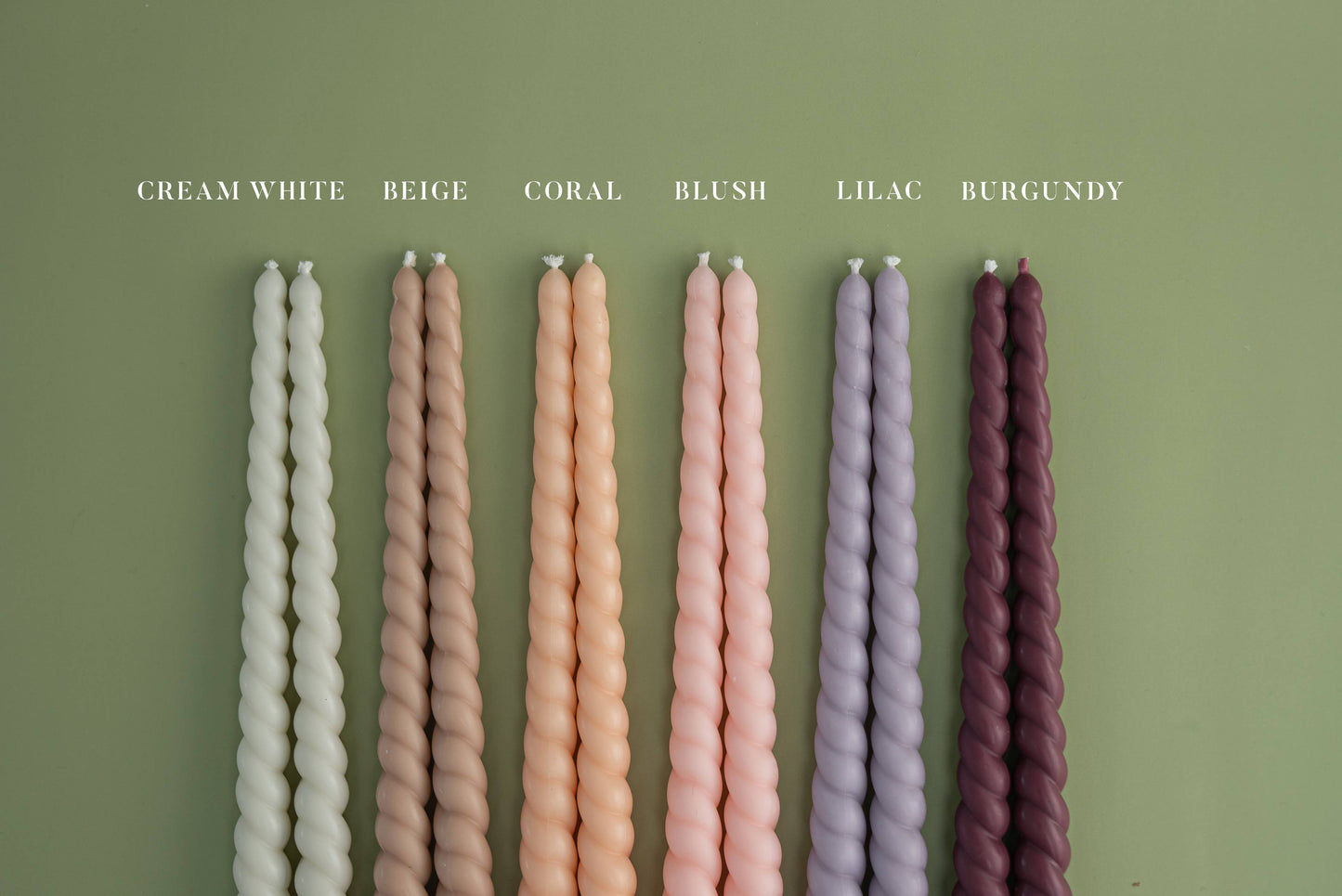 Twisted taper candle pr/ Beeswax & Soy Wax: Cream White