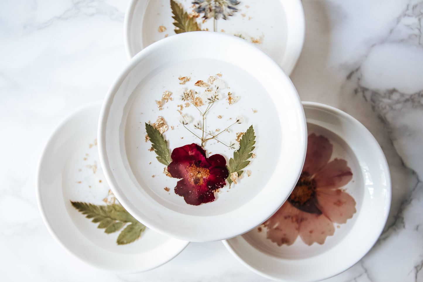 Botanical Ceramic Ring Dish/ Floral Shimmer
