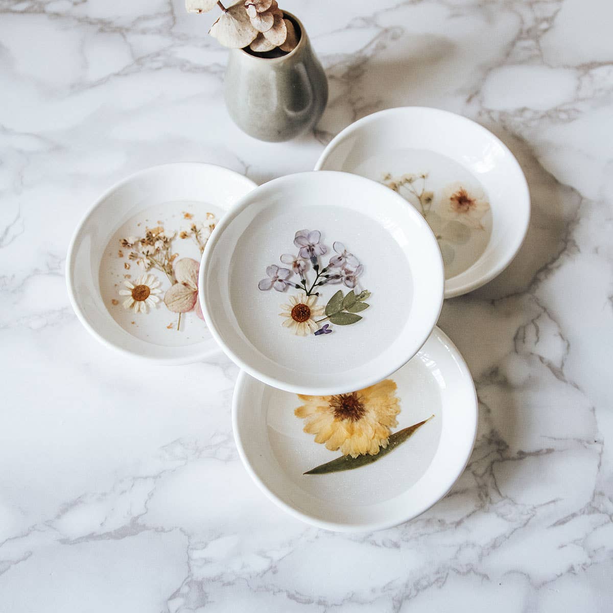Botanical Ceramic Ring Dish/ Floral Shimmer