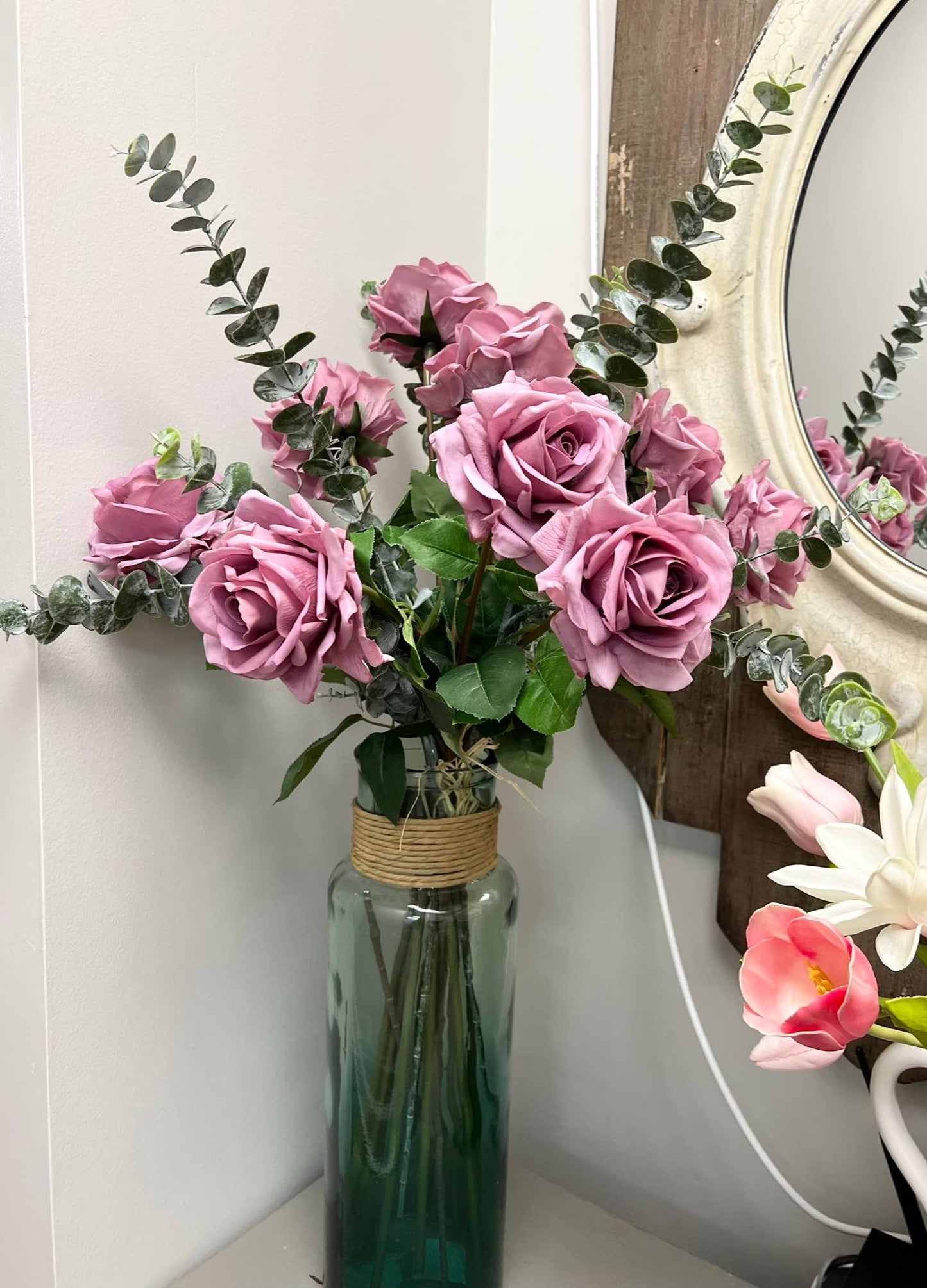29" Real Touch Rose, Large Bloom: White