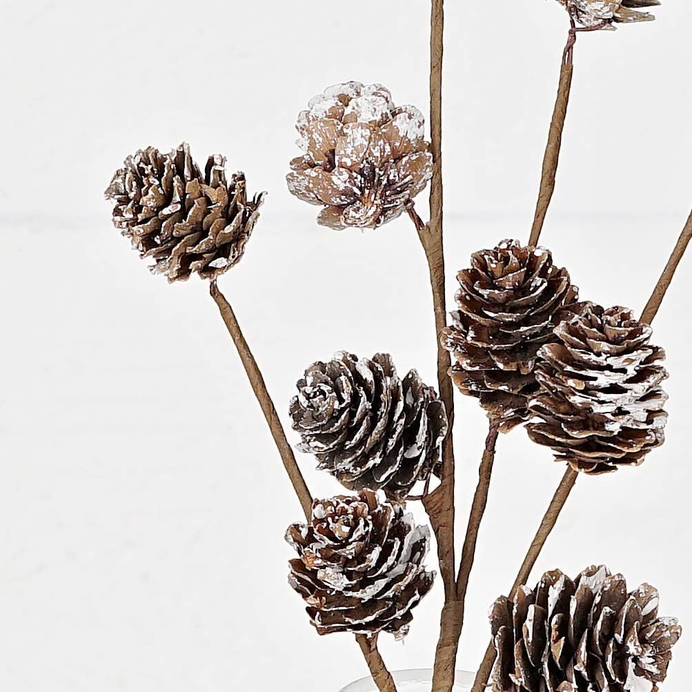 12" Pick-Snowy Birch Pine Cones