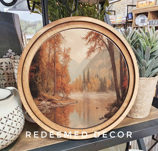 8" Round Autumn River Art
