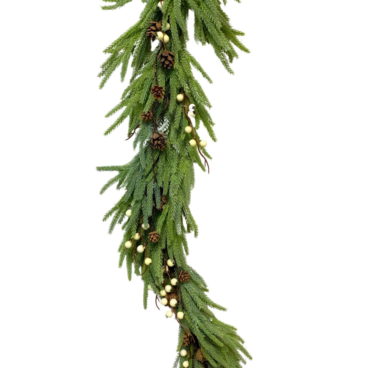 6' Norfolk Pine/Berry/Cone Garland