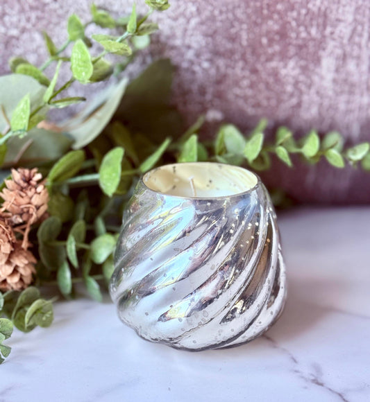 Silver Mercury Swirl Candle