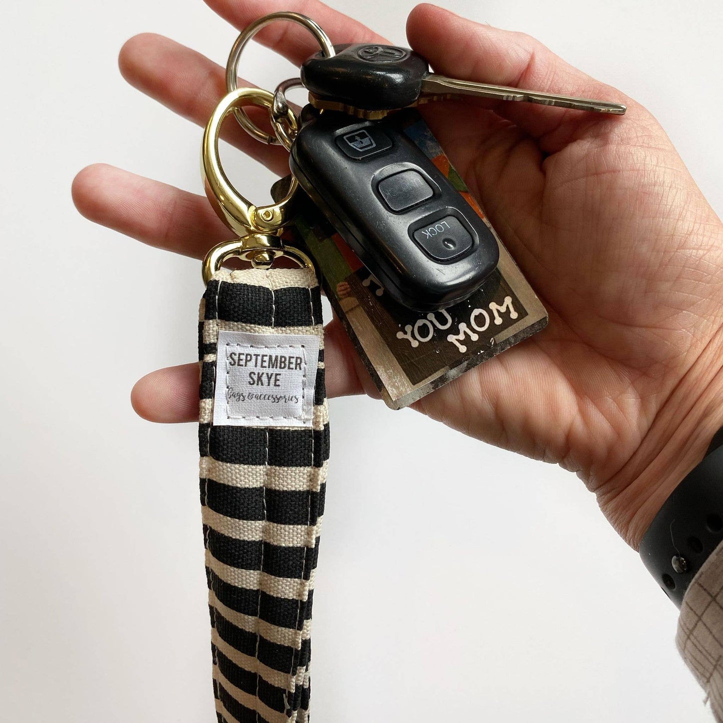 Key fob: RP Black Botanical Floral