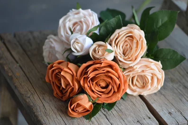 28.75" Real Touch Cabbage Rose- Pale Blush