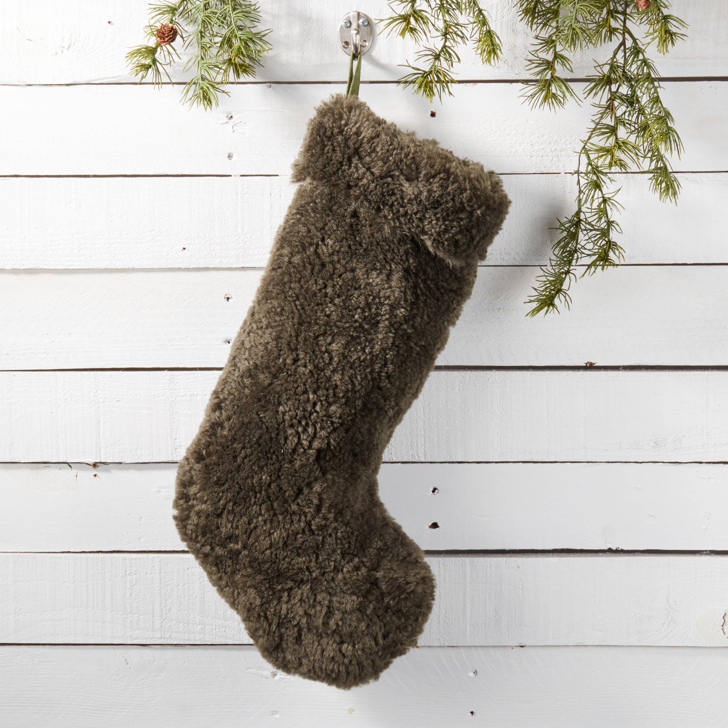 Cozy Lamb Fur Stocking: Oatmeal