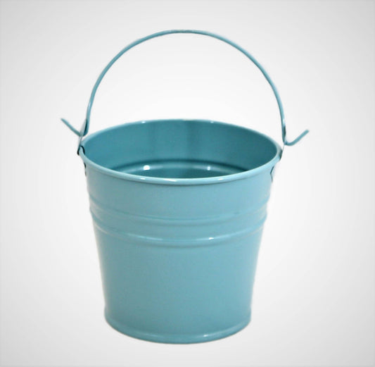 AQUA ENAMEL LARGE PAIL 9"WX7.5"H 6.5"BOTTOM