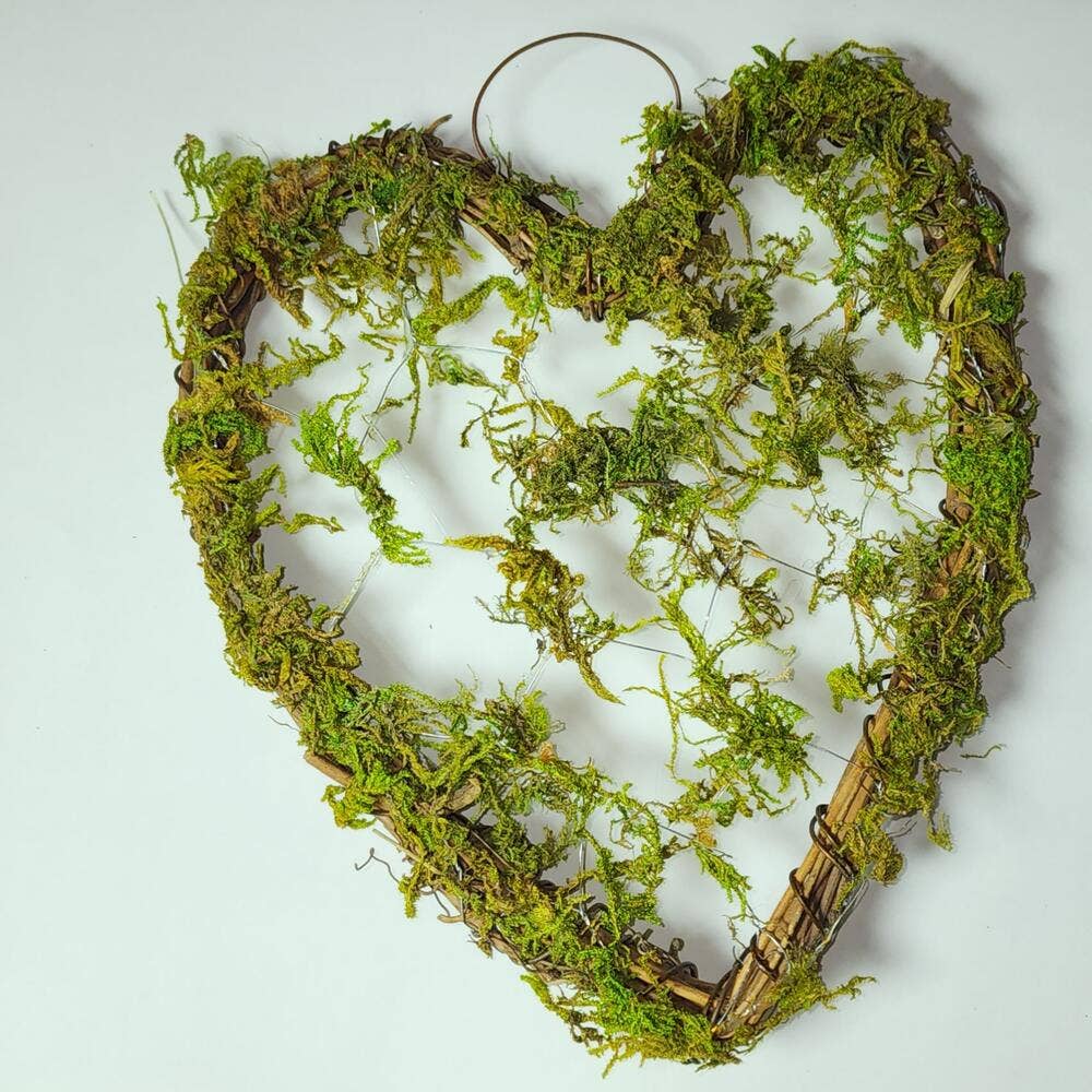 7" Mossy Grapevine Twig Hearts