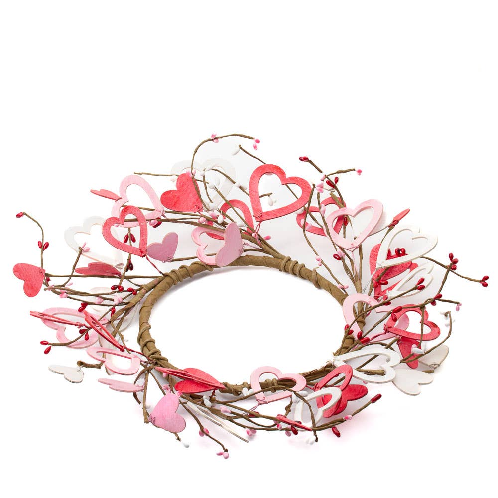 Wood Heart & Berries Candle Rings