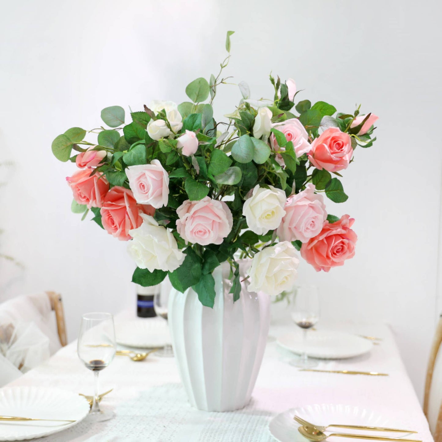 27" Real Touch Roses & Bud - Mocha