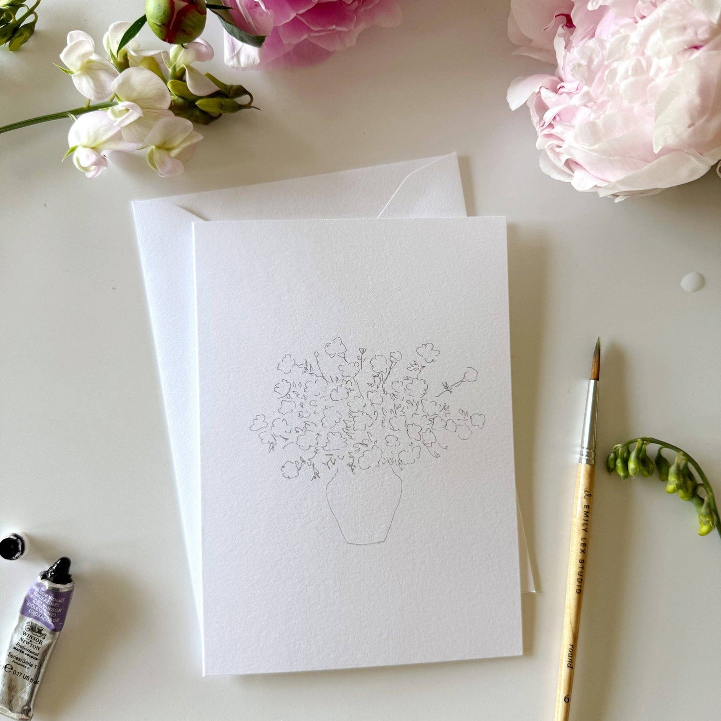 Bouquets paintable notecards