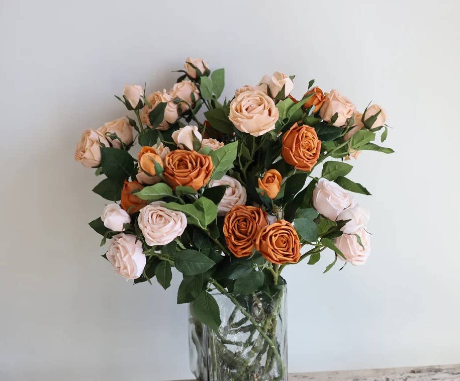 Real Touch Cabbage Roses: Dark Mocha