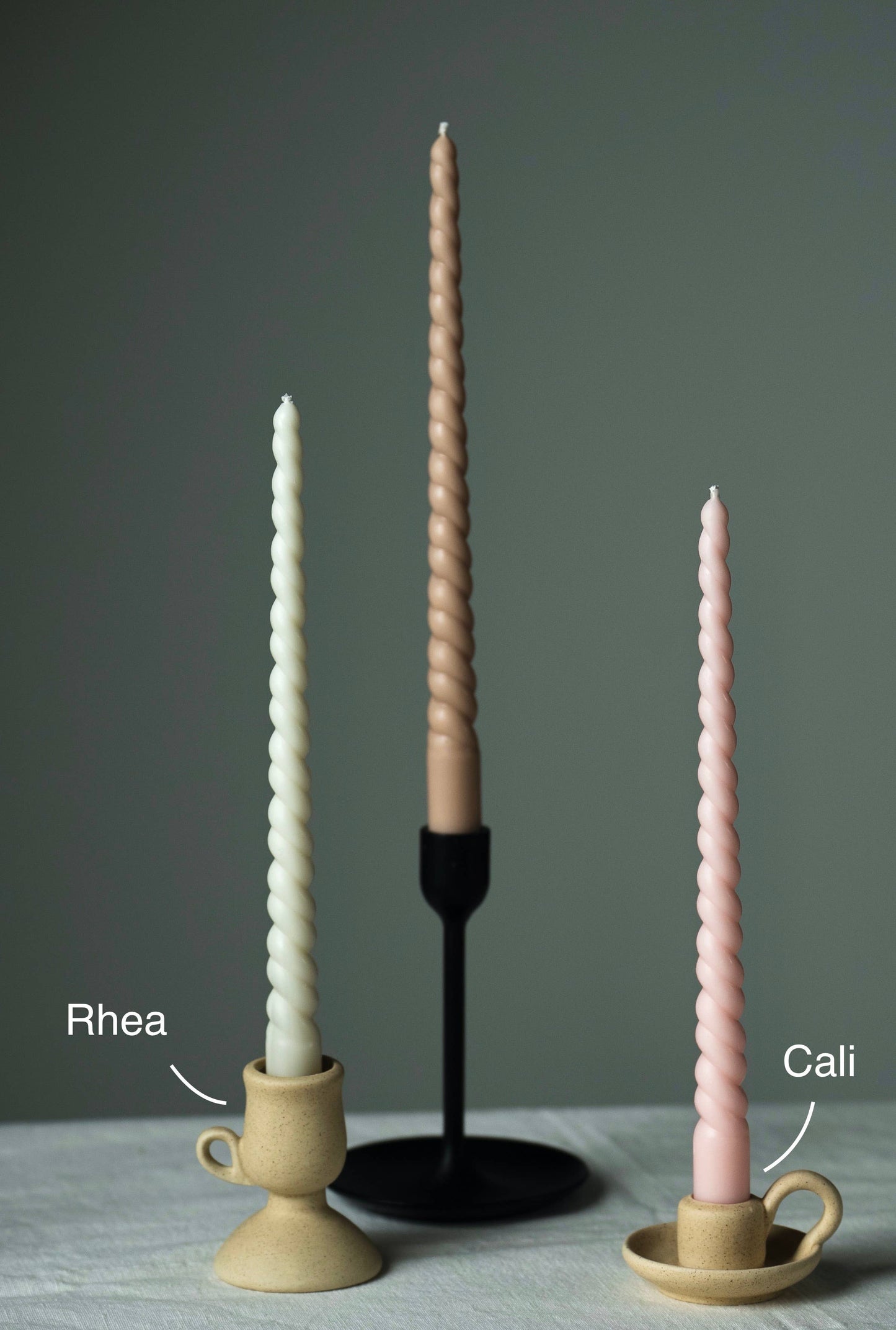 Twisted taper candle pr/ Beeswax & Soy Wax: Cream White