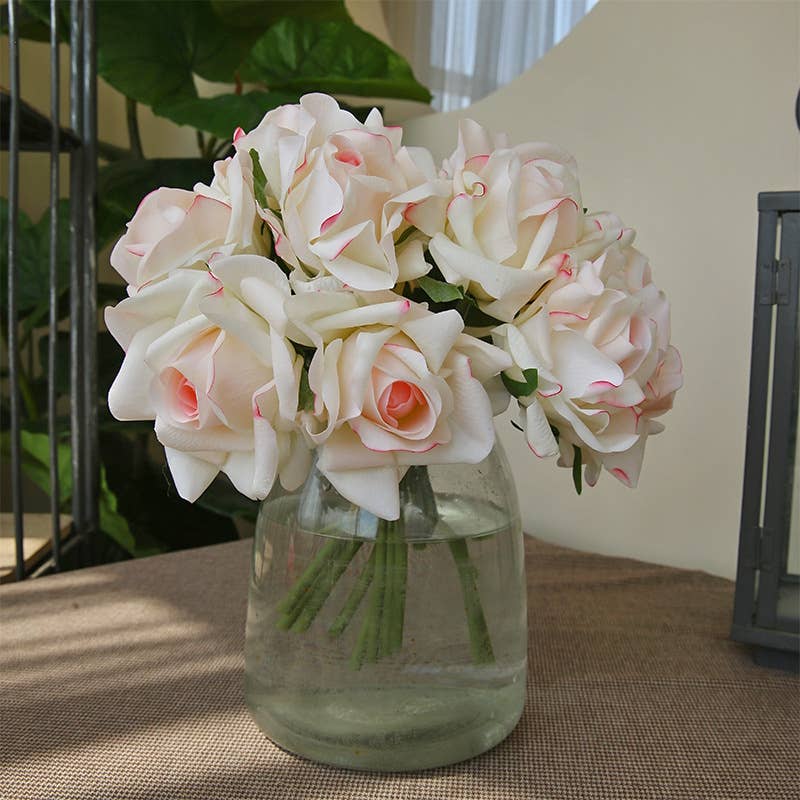 10" Real Touch Open Rose Bouquet