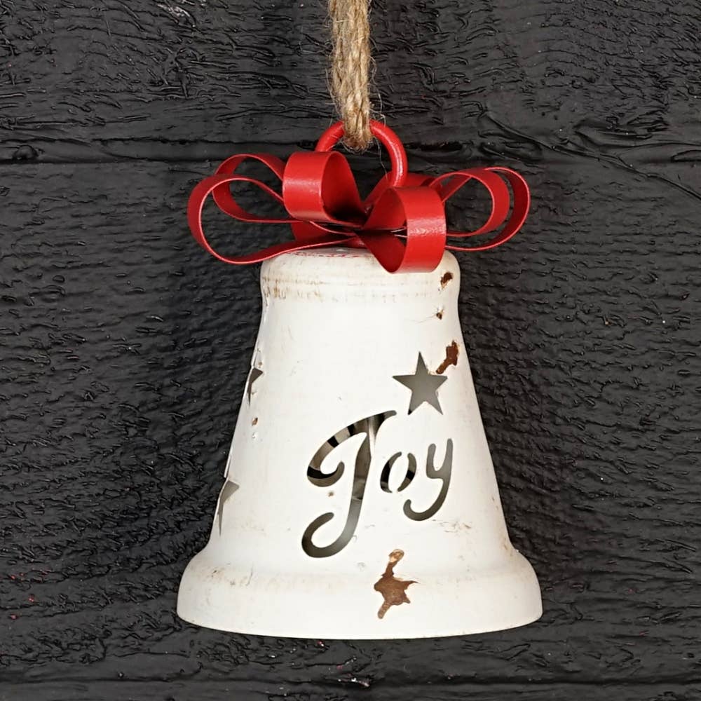 Vintage White Bell w/metal bow 5.25”
