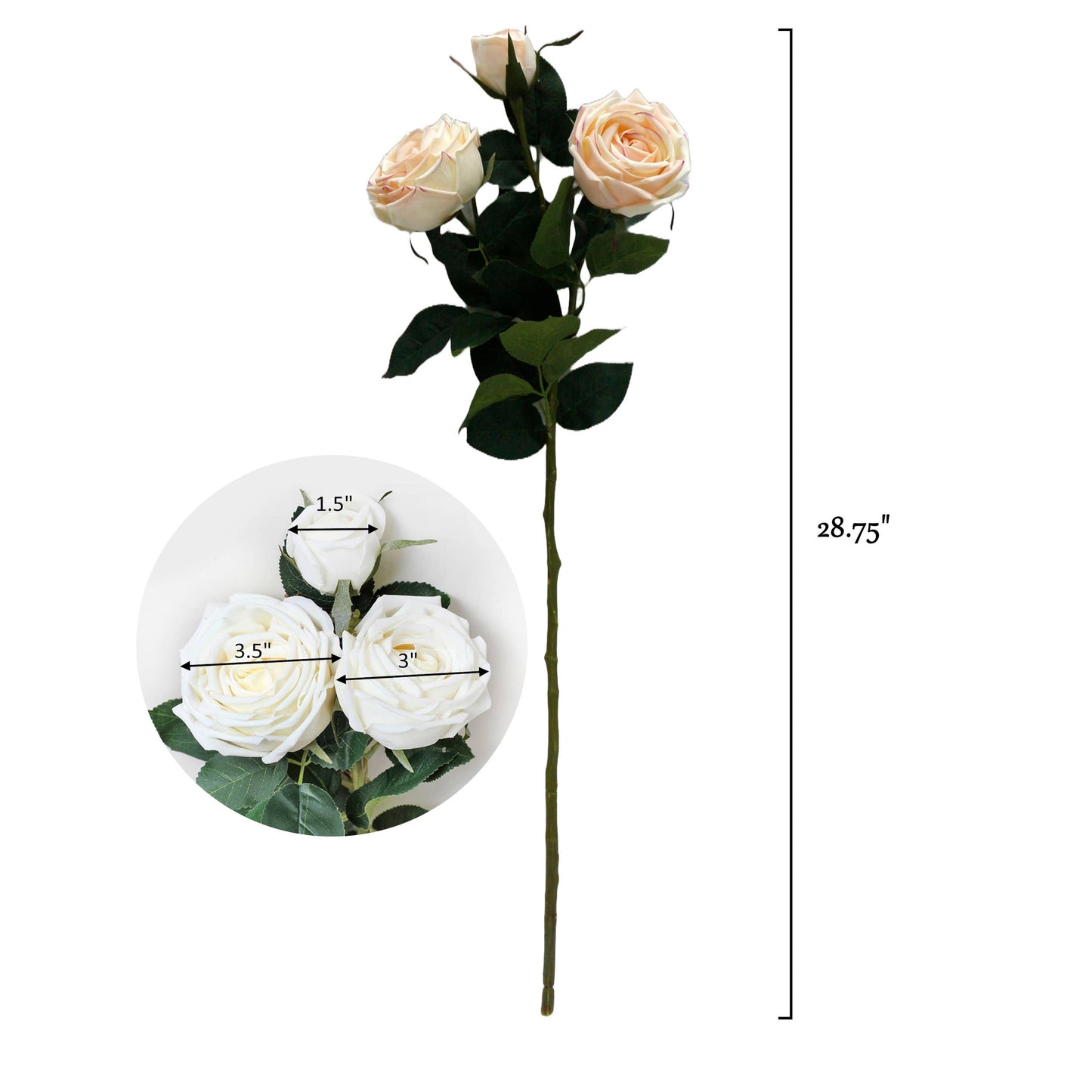 Real Touch Cabbage Roses: Dark Mocha