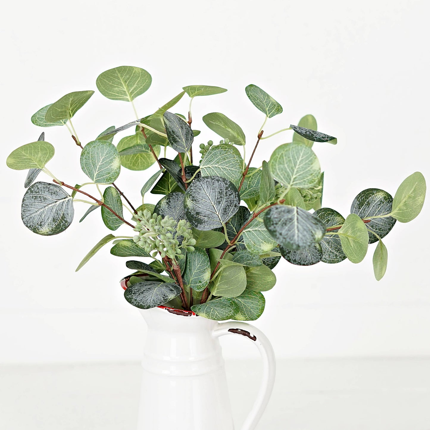16" Flocked Silver Dollar Leaves