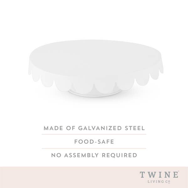 11" Cake Stand w/ Scalloped Edges - White