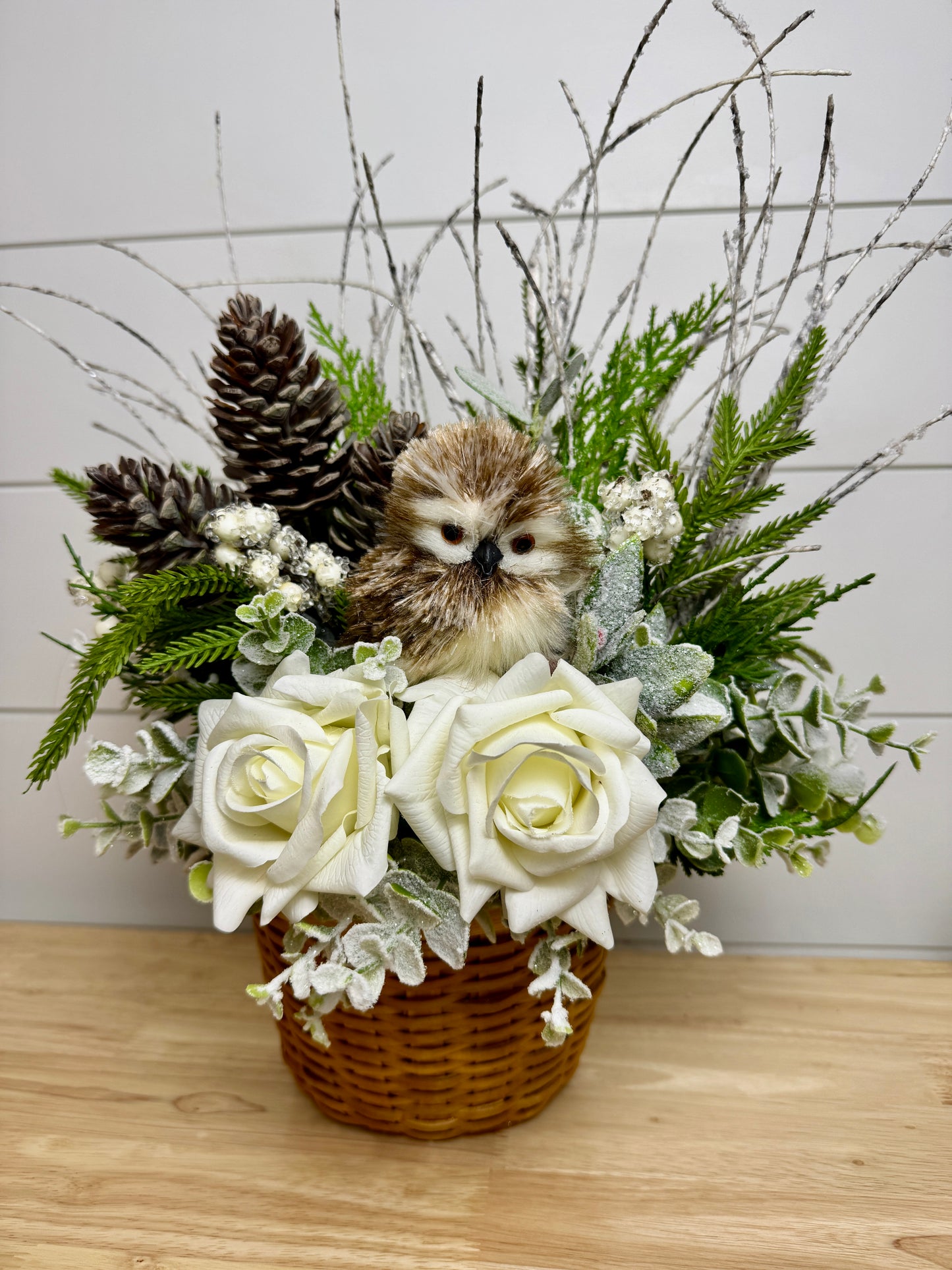 Snowy Owl Hanging Basket