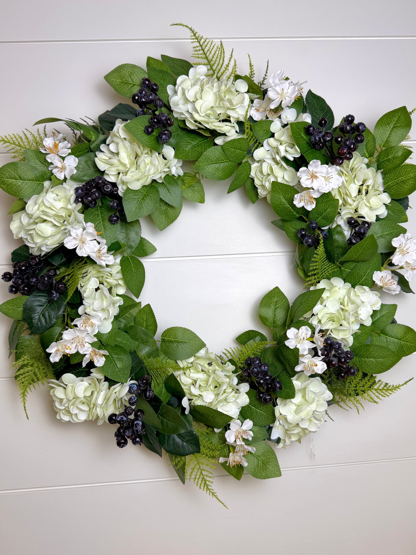 Real Touch Blueberry, Hydrangea & Greenery Wreath