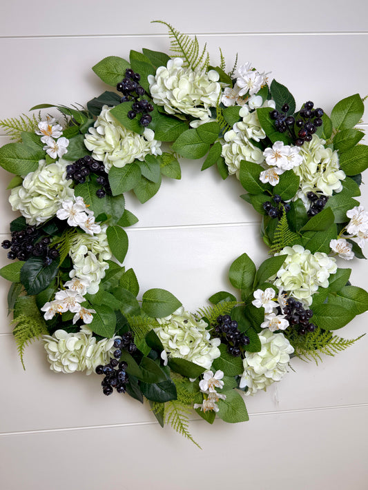 Real Touch Blueberry, Hydrangea & Greenery Wreath
