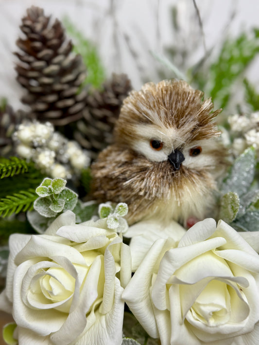 Snowy Owl Hanging Basket